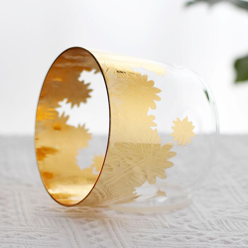 Golden Sunflower Edge Crystal Bowl - Elegant Sound, Therapeutic Vibration