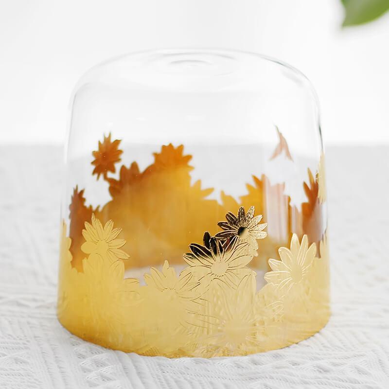 Golden Sunflower Edge Crystal Bowl - Elegant Sound, Therapeutic Vibration