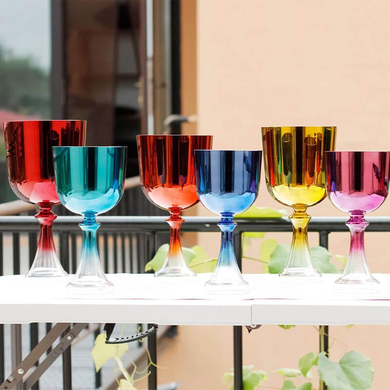 Bright Crystal Chalice Set: Vibrant Resonance Art | Ceremonial Healing Gift