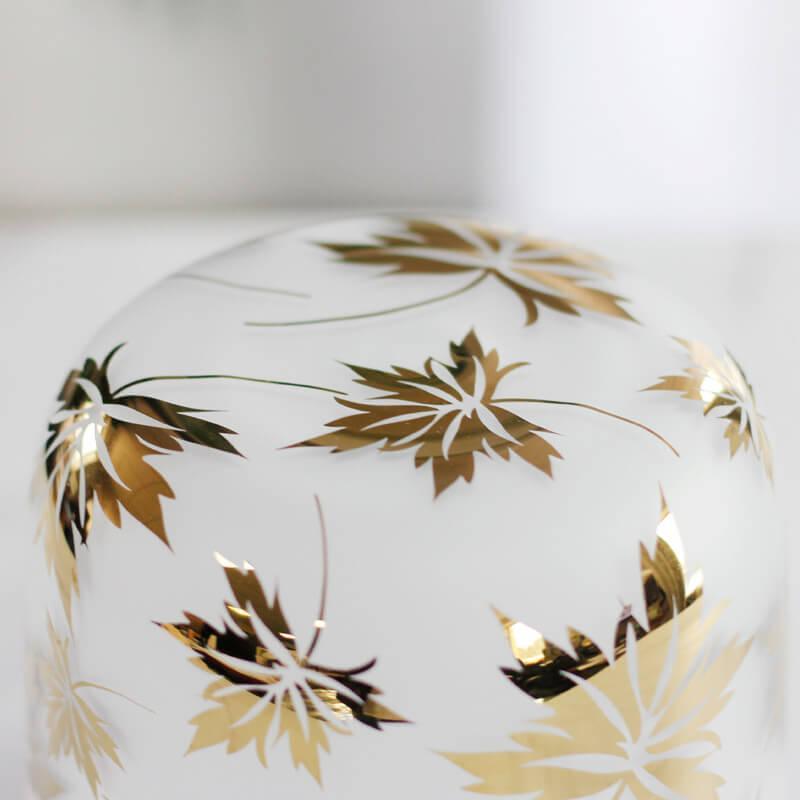 Golden Leaf Pattern Clear Crystal Bowl - Therapeutic Sound, Relaxation, Sound Spa