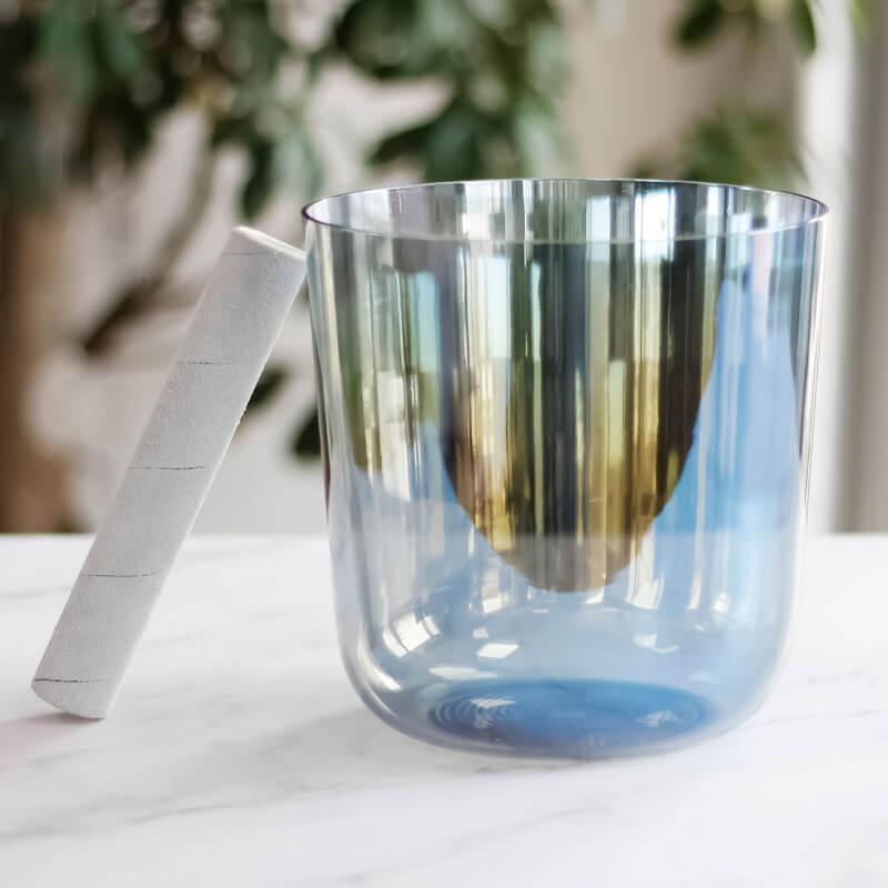 Light Blue Clear Crystal Singing Bowl Meditation Relaxation, Healing Vibration