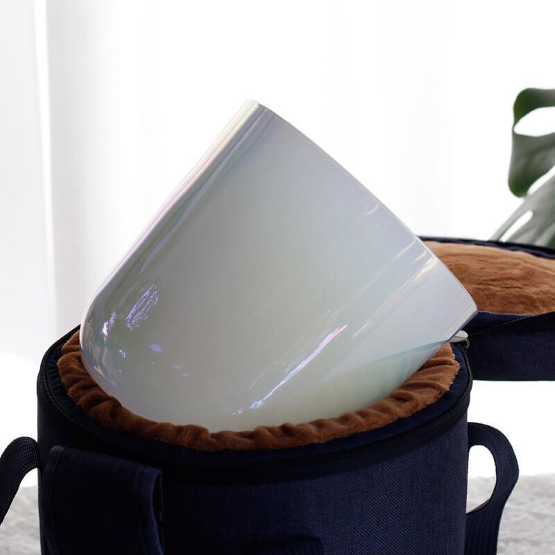 Mother of Pearl Color Crystal Singing Bowl - Calming Aura Meditation Essential