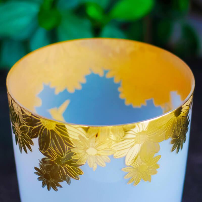 Golden Sunflower Edge Crystal Bowl - Elegant Sound, Therapeutic Vibration