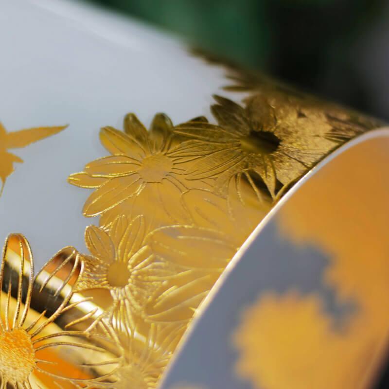 Golden Sunflower Edge Crystal Bowl - Elegant Sound, Therapeutic Vibration
