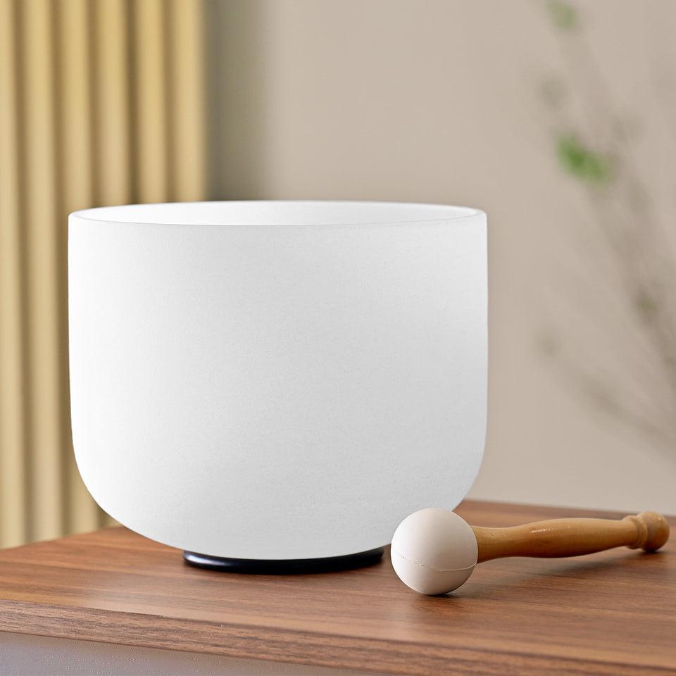 White Frosted Crystal Singing Bowl Set - 7-Chakra Sound Healing, Quartz Therapy for Yoga & Meditation
