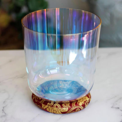 Colorful Blue Crystal Bowl: Stress Relief, Sound Therapy, Yoga