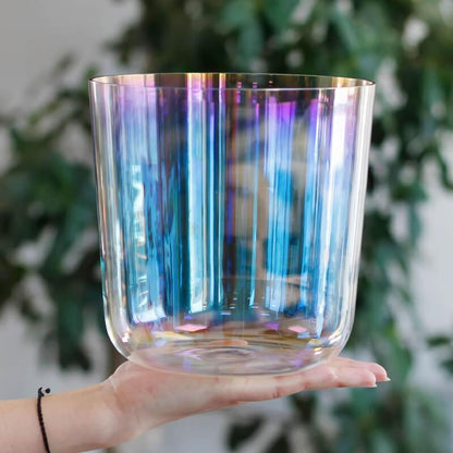 Colorful Blue Crystal Bowl: Stress Relief, Sound Therapy, Yoga