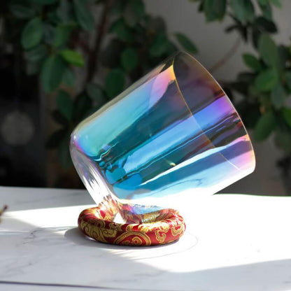 Colorful Blue Crystal Bowl: Stress Relief, Sound Therapy, Yoga