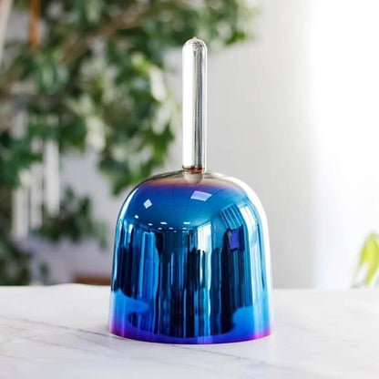 Vibrant Blue Handle Singing Bowl - Flower of Life Design