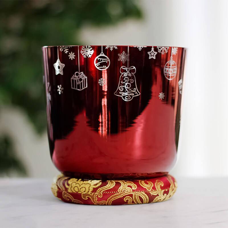 Red Crystal Singing Bowl - Christmas Decor, Meditation, Relaxation