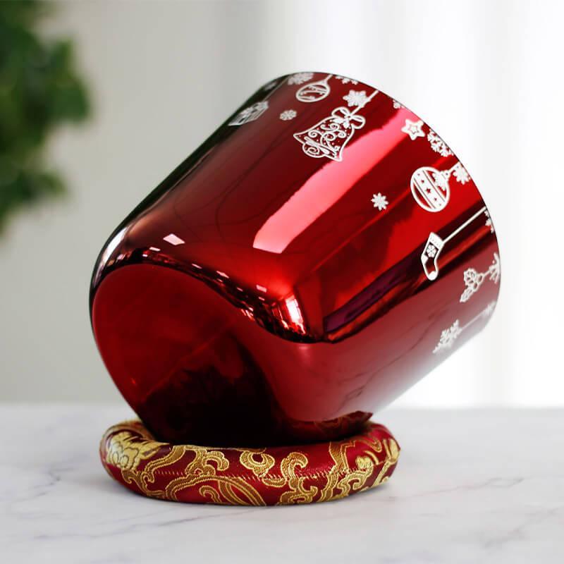 Red Crystal Singing Bowl - Christmas Decor, Meditation, Relaxation