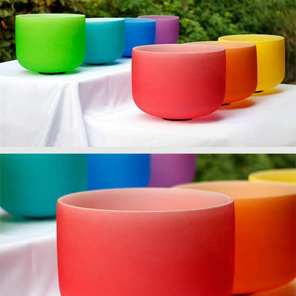 7-Piece Colorful Crystal Singing Bowl Set Chakra Sound Therapy, Yoga