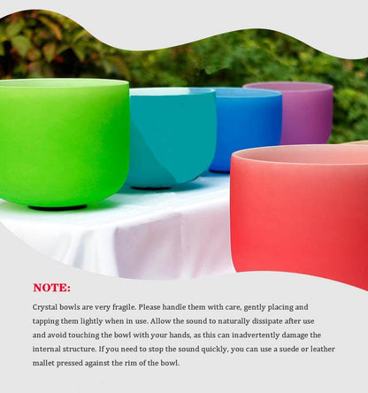 7-Piece Colorful Crystal Singing Bowl Set Chakra Sound Therapy, Yoga
