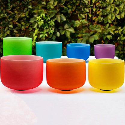 7-Piece Colorful Crystal Singing Bowl Set Chakra Sound Therapy, Yoga