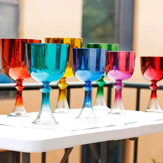 Bright Crystal Chalice Set: Vibrant Resonance Art | Ceremonial Healing Gift