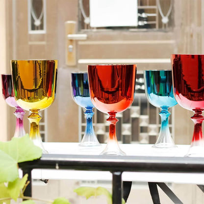 Bright Crystal Chalice Set: Vibrant Resonance Art | Ceremonial Healing Gift