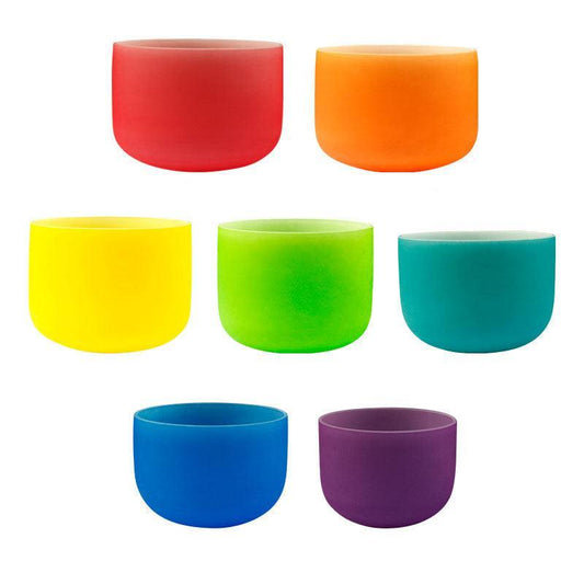 7-Piece Colorful Crystal Singing Bowl Set Chakra Sound Therapy, Yoga