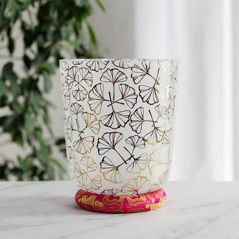 Frosted Crystal Singing Bowl - Colorful Nature Design - Meditation, Relaxation - Unique Sound, Visual Appeal - Home, Spa, Wellness