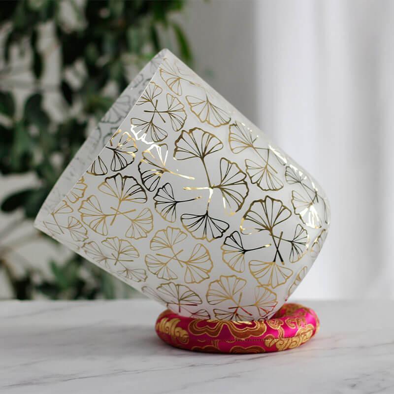 Frosted Crystal Singing Bowl - Colorful Nature Design - Meditation, Relaxation - Unique Sound, Visual Appeal - Home, Spa, Wellness