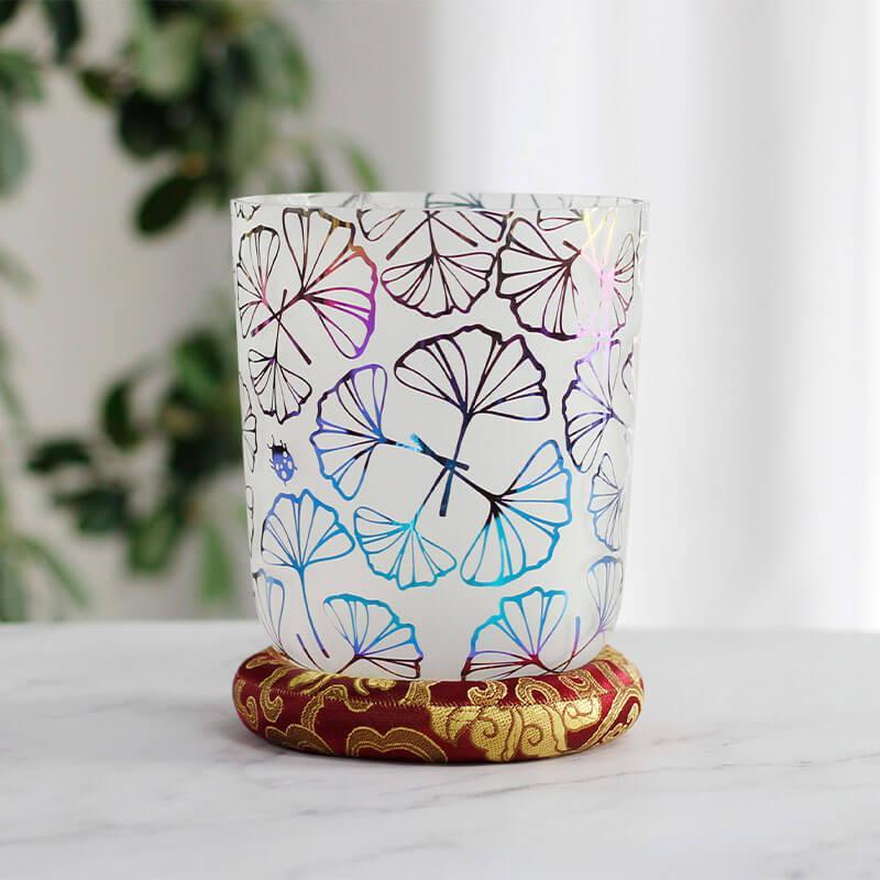 Frosted Crystal Singing Bowl - Colorful Nature Design - Meditation, Relaxation - Unique Sound, Visual Appeal - Home, Spa, Wellness