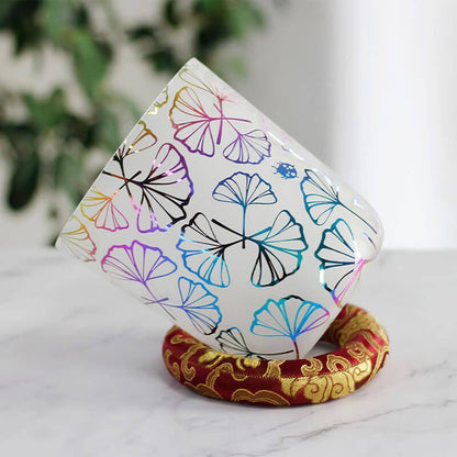 Frosted Crystal Singing Bowl - Colorful Nature Design - Meditation, Relaxation - Unique Sound, Visual Appeal - Home, Spa, Wellness