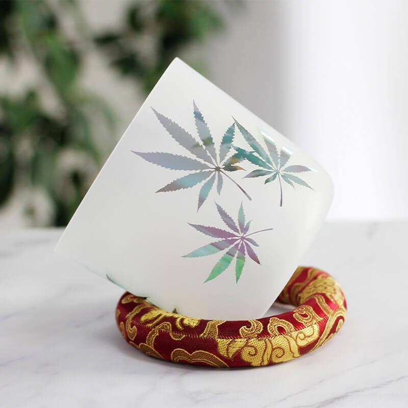 Frosted Crystal Singing Bowl - Colorful Nature Design - Meditation, Relaxation - Unique Sound, Visual Appeal - Home, Spa, Wellness