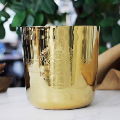 Golden Crystal Singing Bowl Sound Therapy - Unique Craftsmanship Vibrant Color