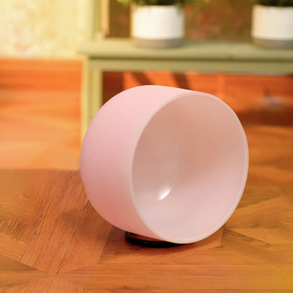 Frosted Crystal Singing Bowl Pink for Meditation Healing Yoga