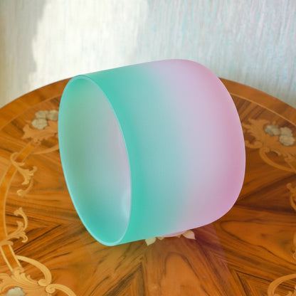 Frosted Crystal Singing Bowl Green-pink for Healing Meditation Relaxation