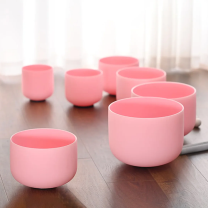 Frosted Crystal Singing Bowl Pink for Meditation Healing Yoga