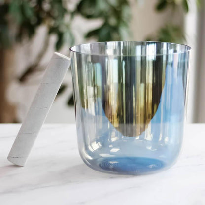 Light Blue Clear Crystal Singing Bowl Meditation Relaxation, Healing Vibration