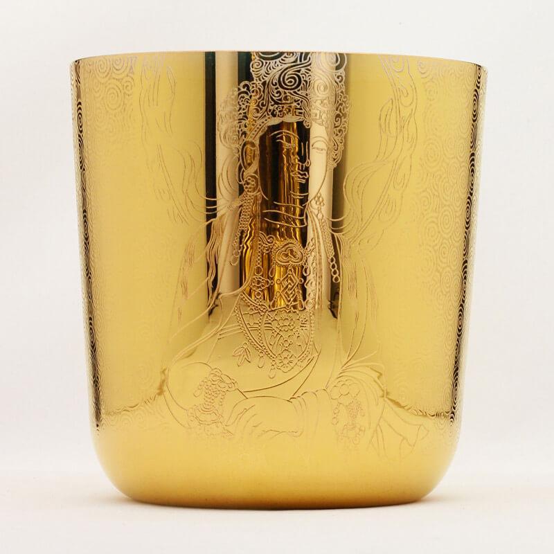 Golden Elegance Singing Bowl - Relaxing Vibrations Unique Design, Home & Spa
