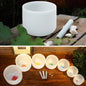 Classic White Frosted Crystal Sound Bowl Set with Chakra Sign Therapy, Sound Healing