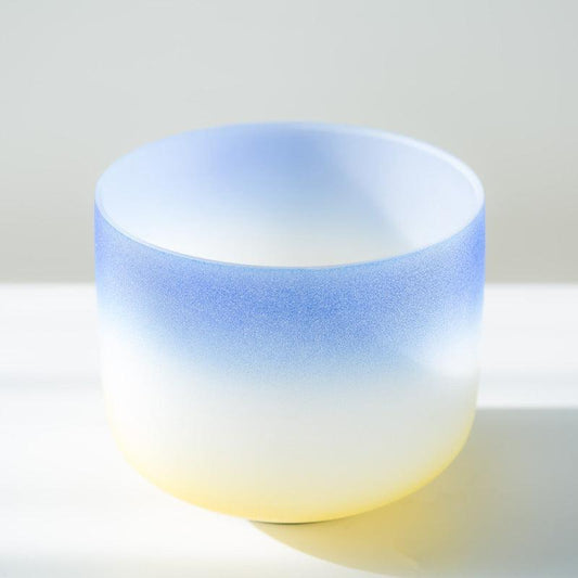 Ethereal Blue & Yellow Crystal Singing Bowl - Unique Gradual Perfect for Home Spas & Yoga
