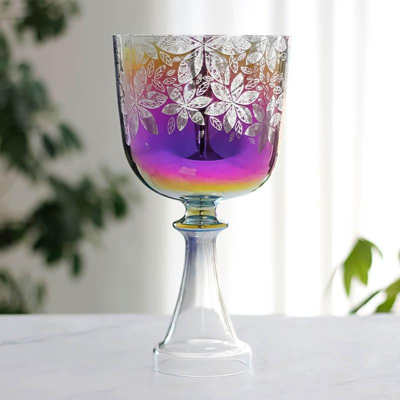 Vibrant Purple Crystal Chalice - Elegant Flower Design - Perfect for Ceremonies
