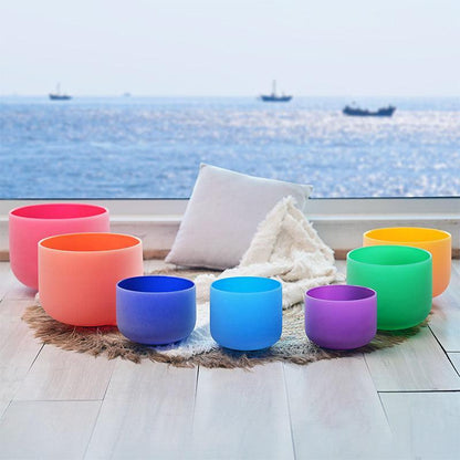 Frosted Rainbow Sound Bowl Set | Healing Harmony | Zen Spaces