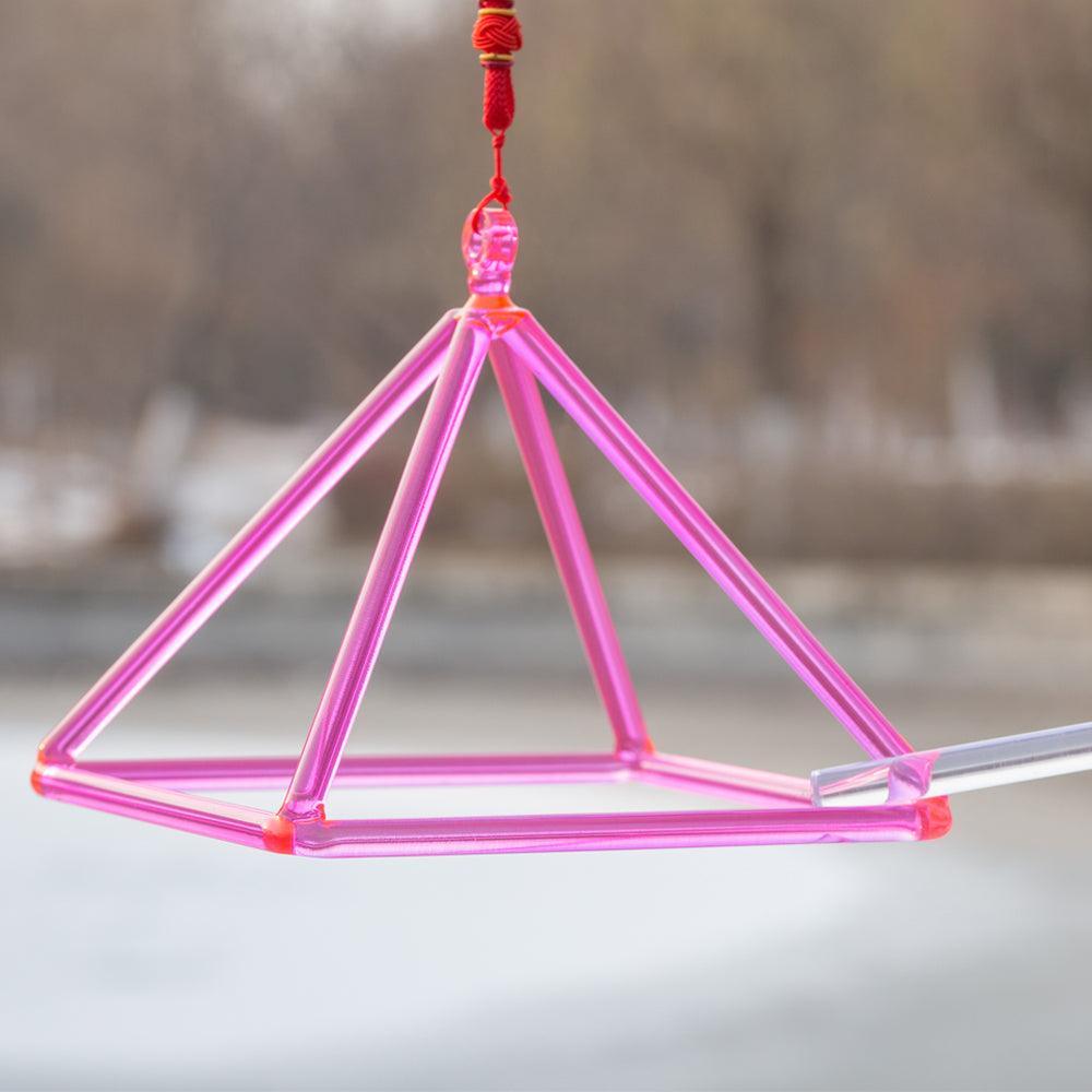 Vibrant Pink Crystal Singing Pyramid: Enhanced Frequency, Meditation, Healing