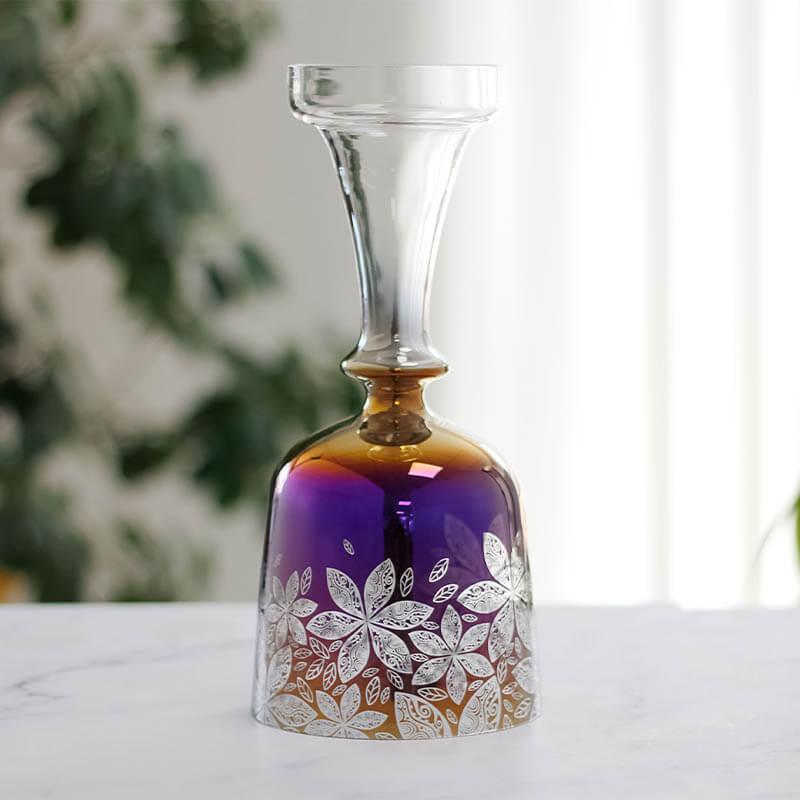 Vibrant Purple Crystal Chalice - Elegant Flower Design - Perfect for Ceremonies